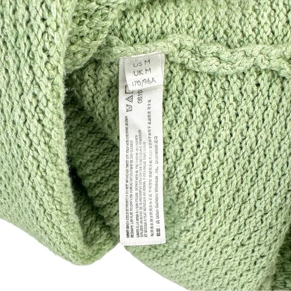 Free People FP Beach Hailee Sweater - Green Waffle Knit Slouchy Henley Top sz M - Picture 9 of 12